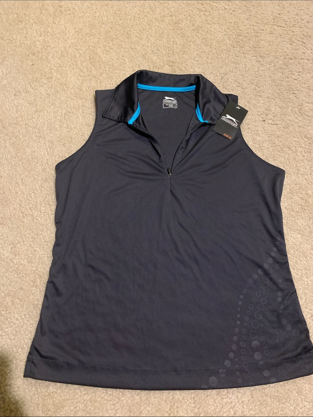 Slazenger Women's Black Sleeveless Polo with Blue Trim